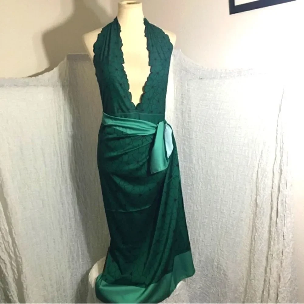 Green Floral Swimsuit & Sarong Set Size Large